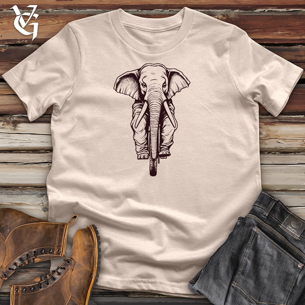 Viking Goods Elephant Riding a Cycle Cotton Tee Tan / L
