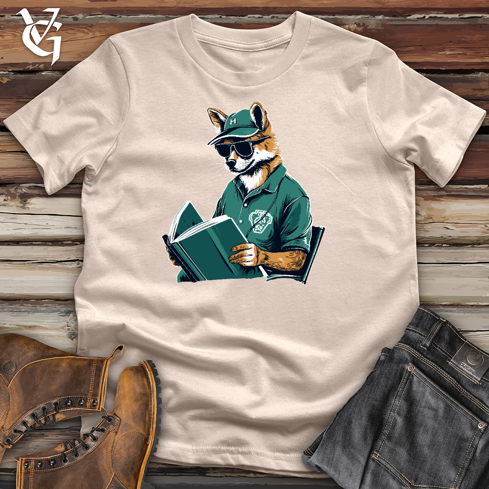 Viking Goods Fox Reading Book Cotton Tee Tan / L