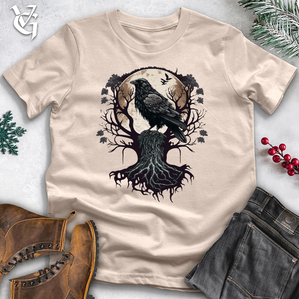Viking Goods Full Moon Raven Cotton Tee Tan / L