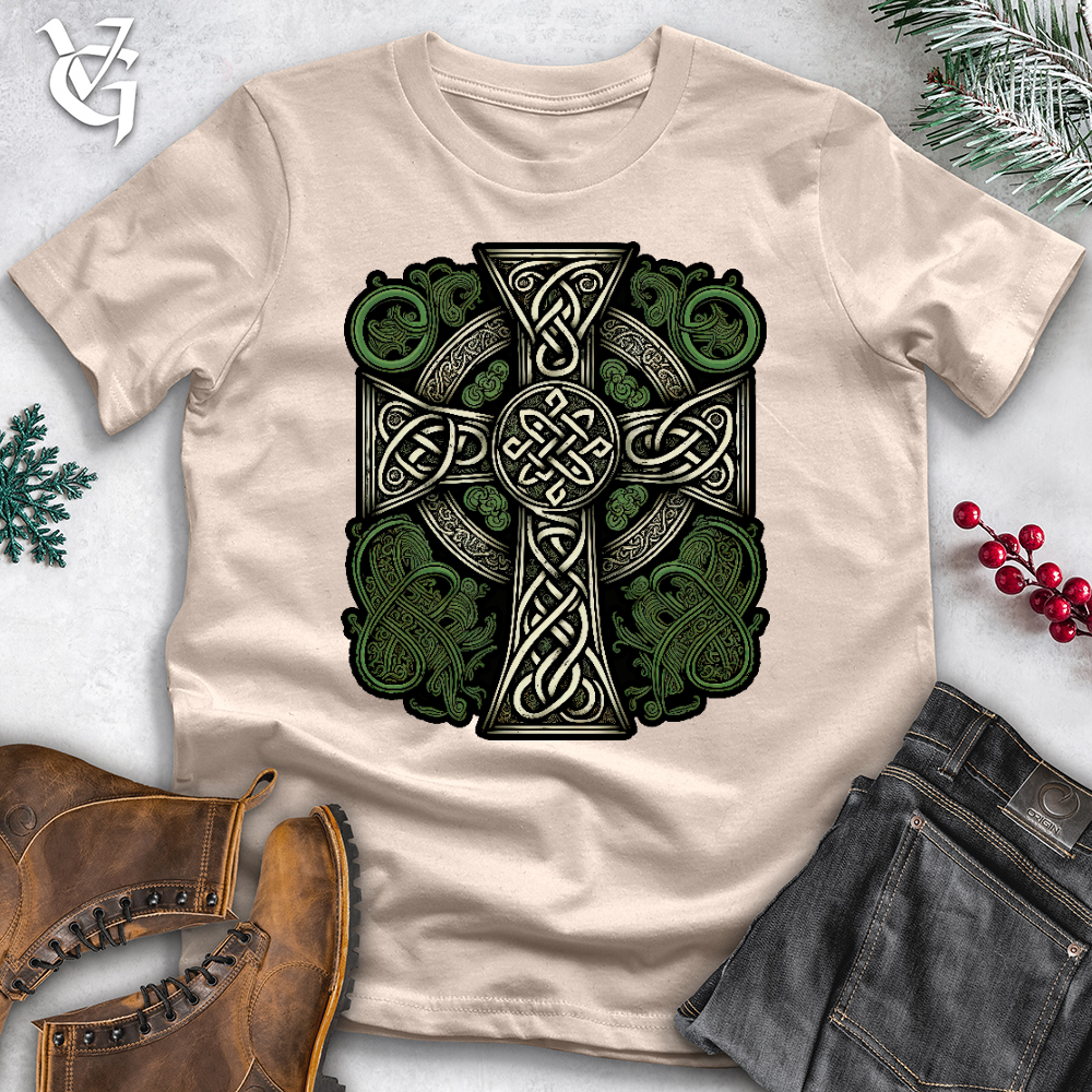 Viking Goods Green Celtic Cross Tee Tan / L