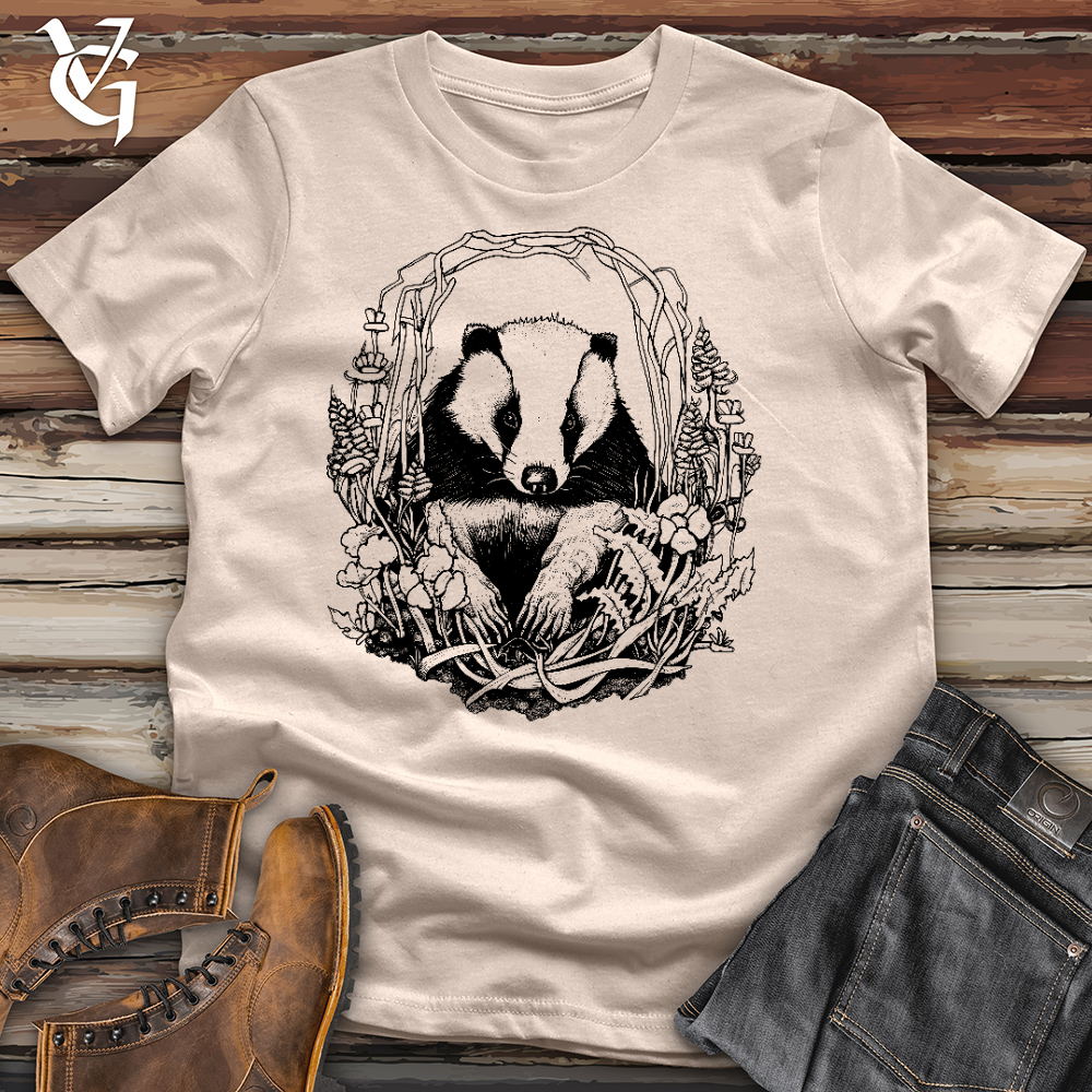 Viking Goods Honey Badger Wreath Cotton Tee Tan / L