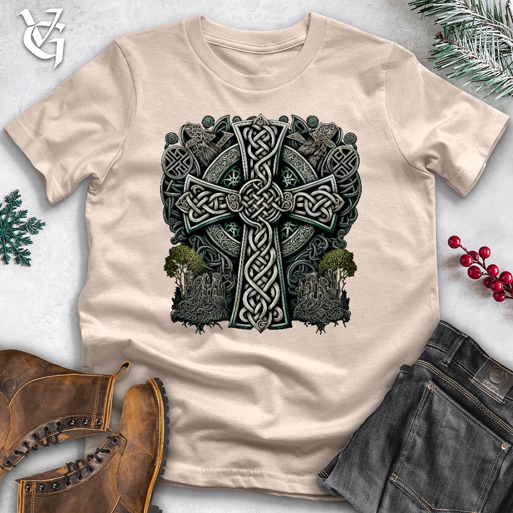 Viking Goods Metallic Celtic Crosses Cotton Tee Tan / L