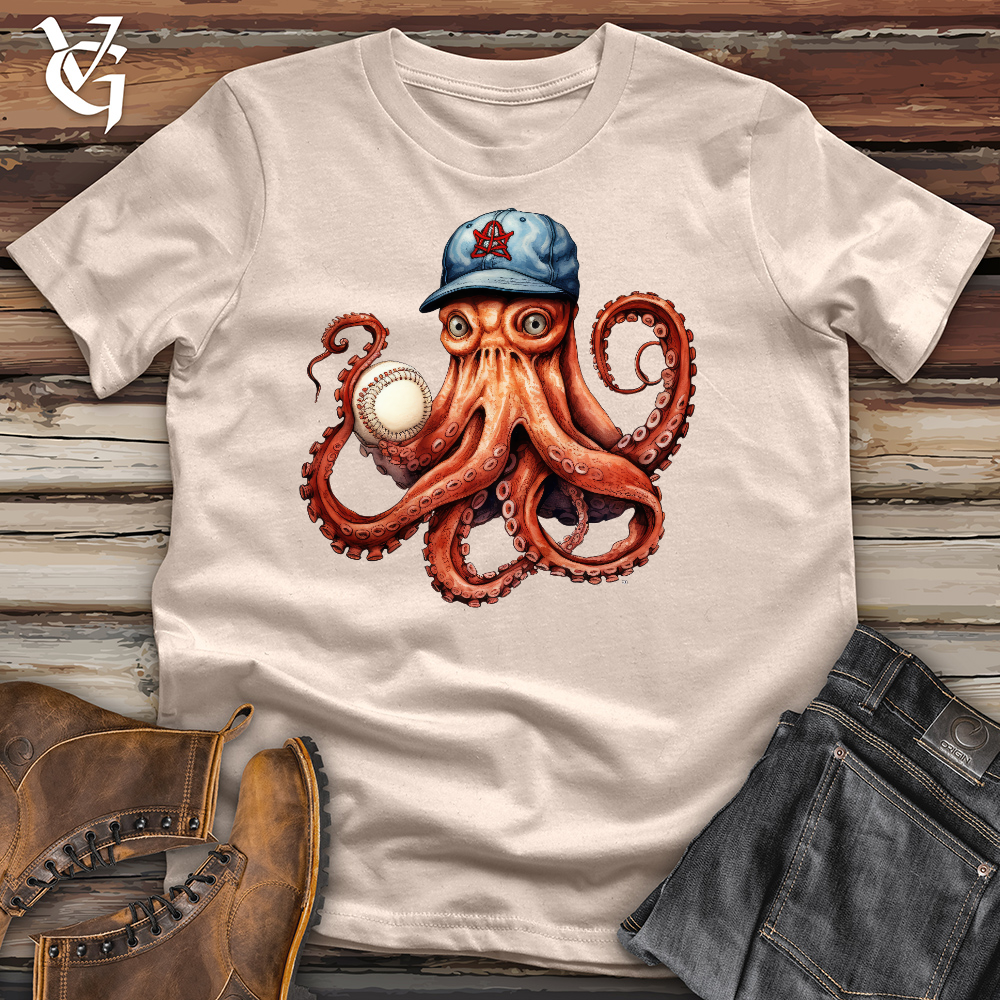 Viking Goods Octopus Baseball Player Cotton Tee Tan / L