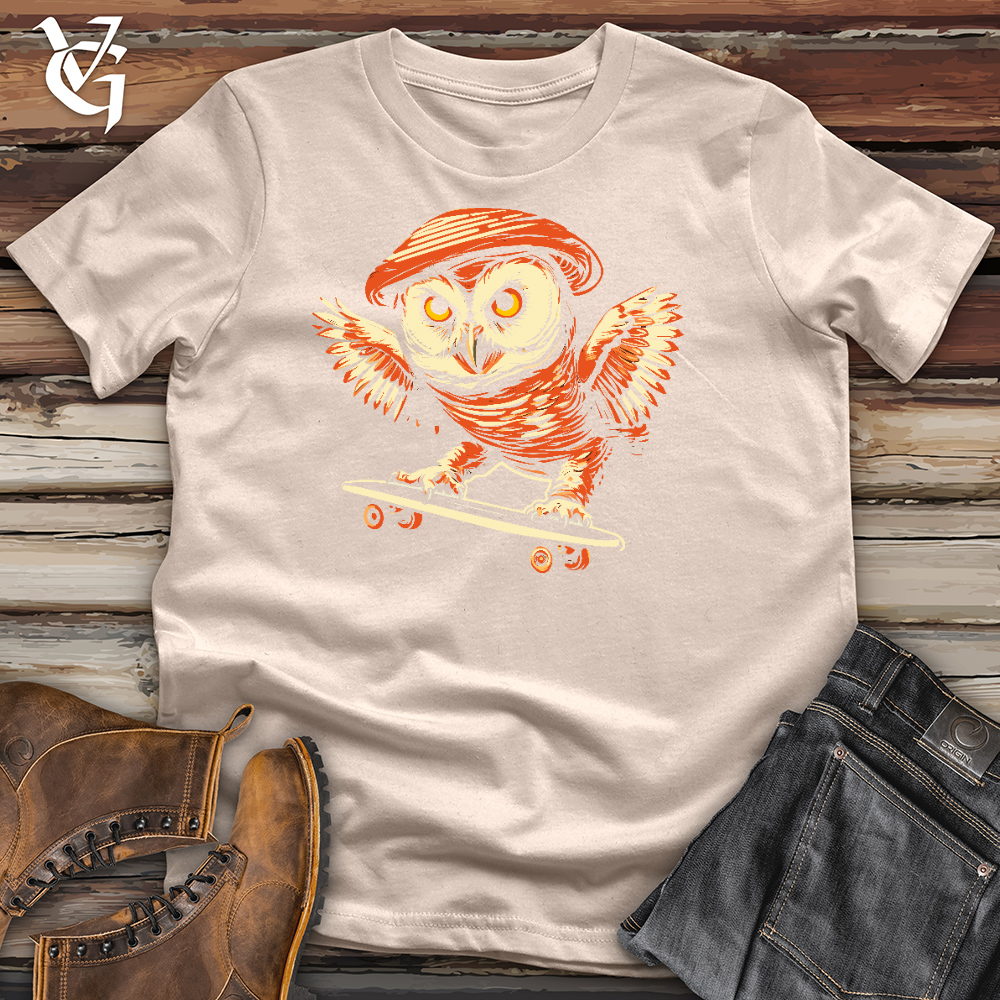 Viking Goods Owl Skate Boarder Cotton Tee Tan / L