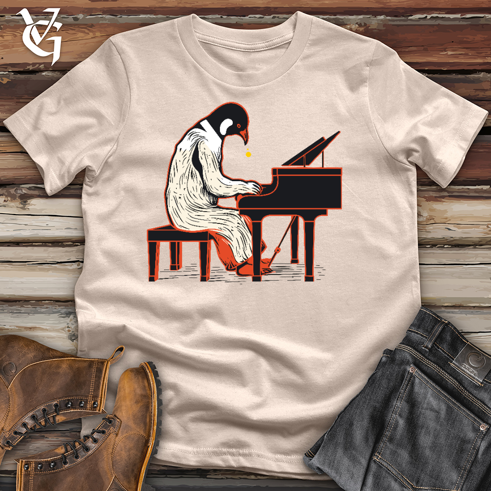 Viking Goods Penguin Playing Piano Cotton Tee Tan / L