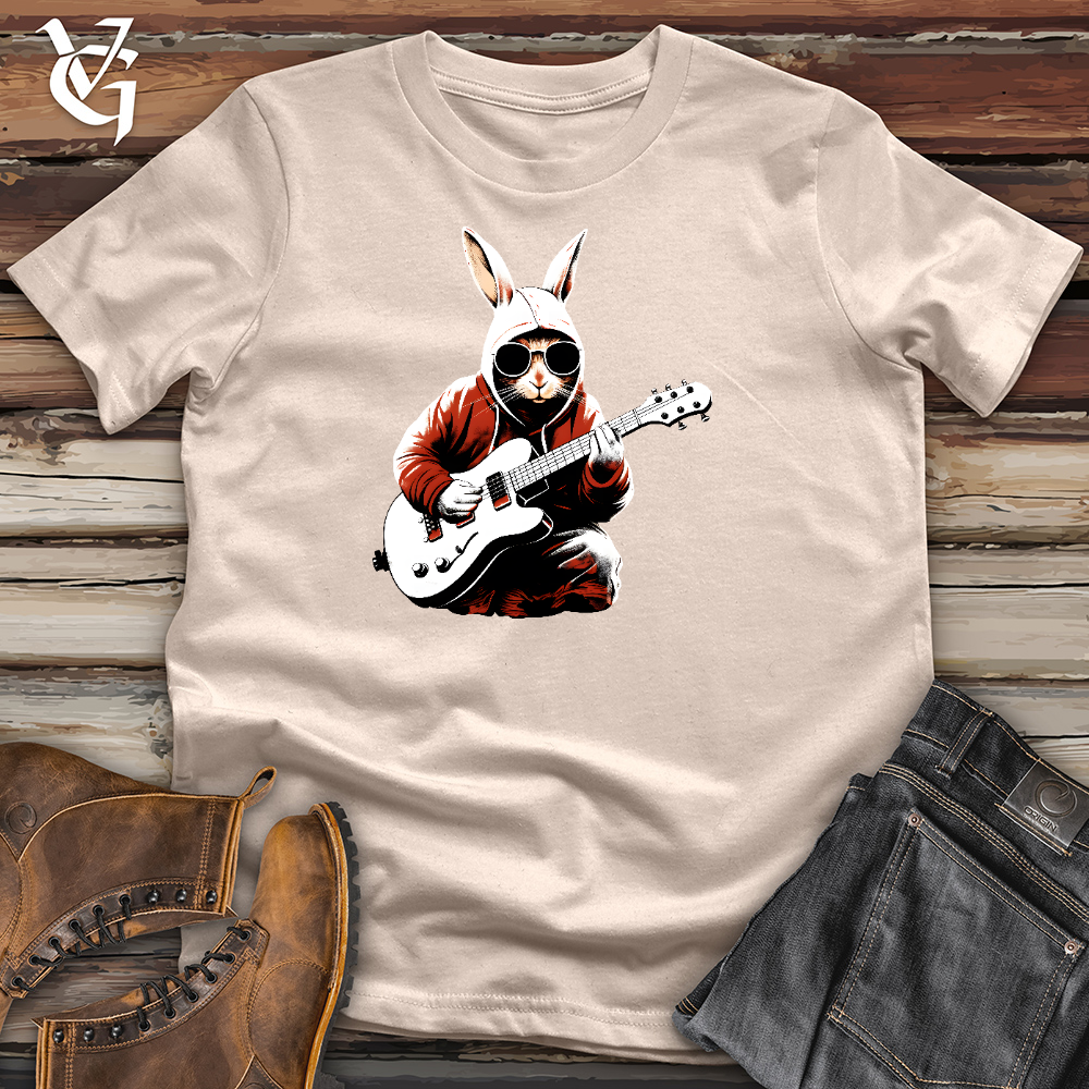 Viking Goods Rabbit Playing With Guitar Cotton Tee Tan / L
