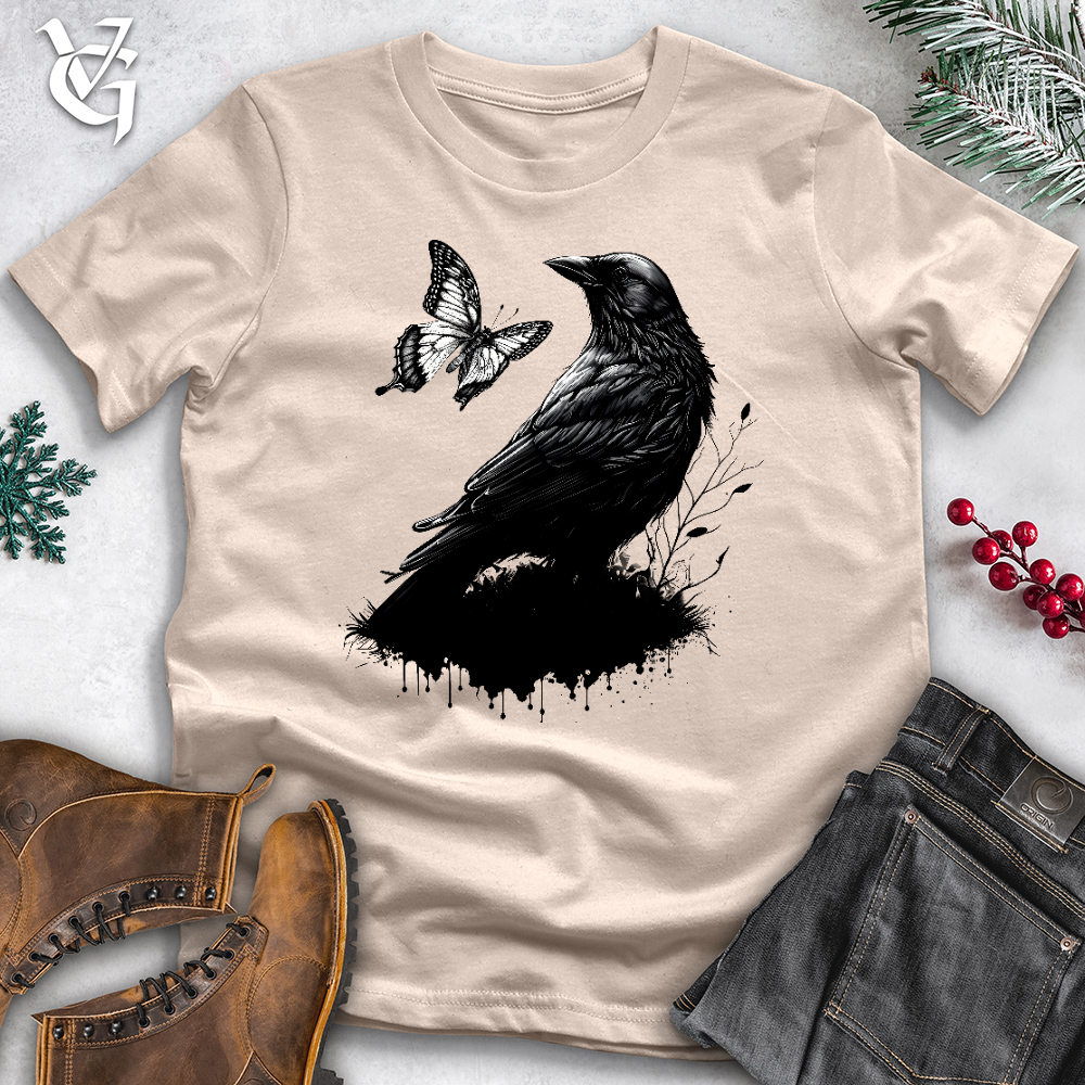 Viking Goods Raven and Butterfly Cotton Tee Tan / L