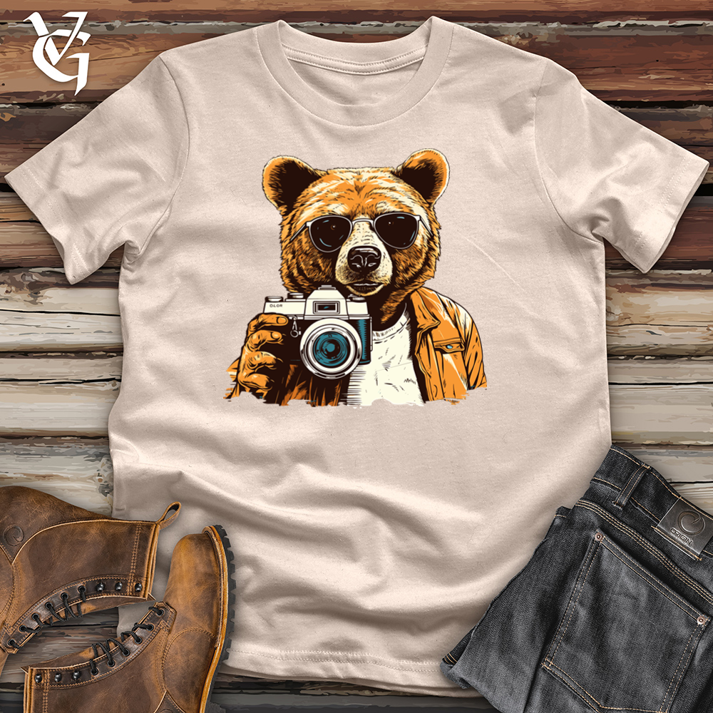 Viking Goods Retro Lens Wielding Bear Cotton Tee Tan / L