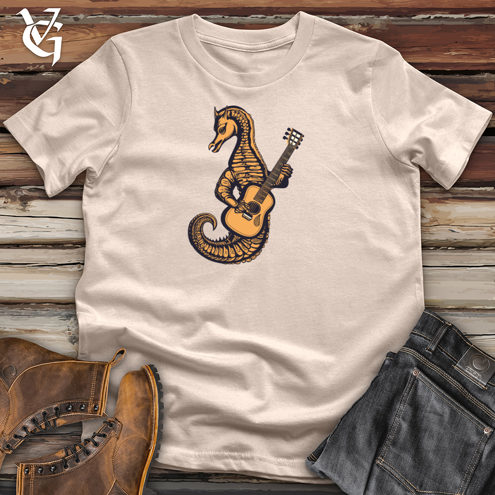 Viking Goods Seahorse Ocean Guitar Serenade Cotton Tee Tan / L