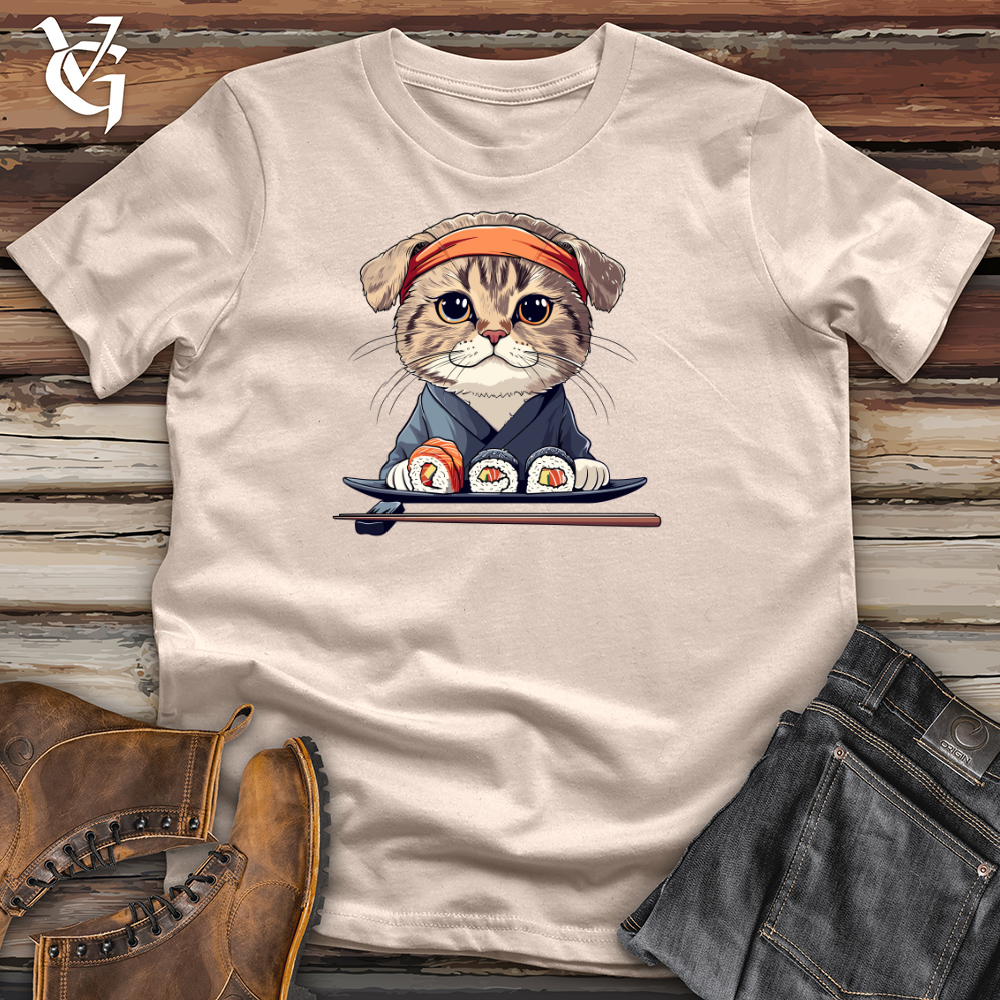 Viking Goods Sushi Master Cat Cotton Tee Tan / L