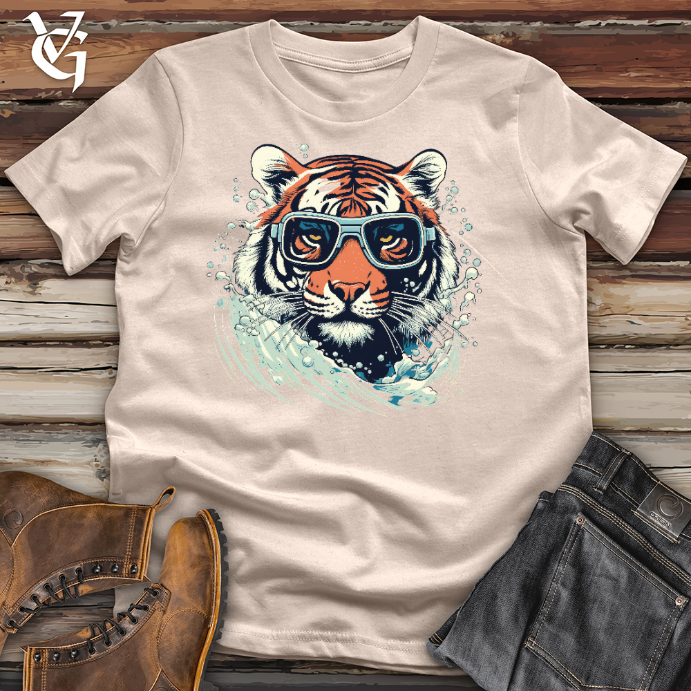 Viking Goods Swimming Tiger Cotton Tee Tan / L