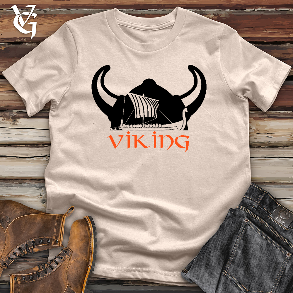 Viking Goods The Helmet & The Longboat Cotton Tee Tan / L