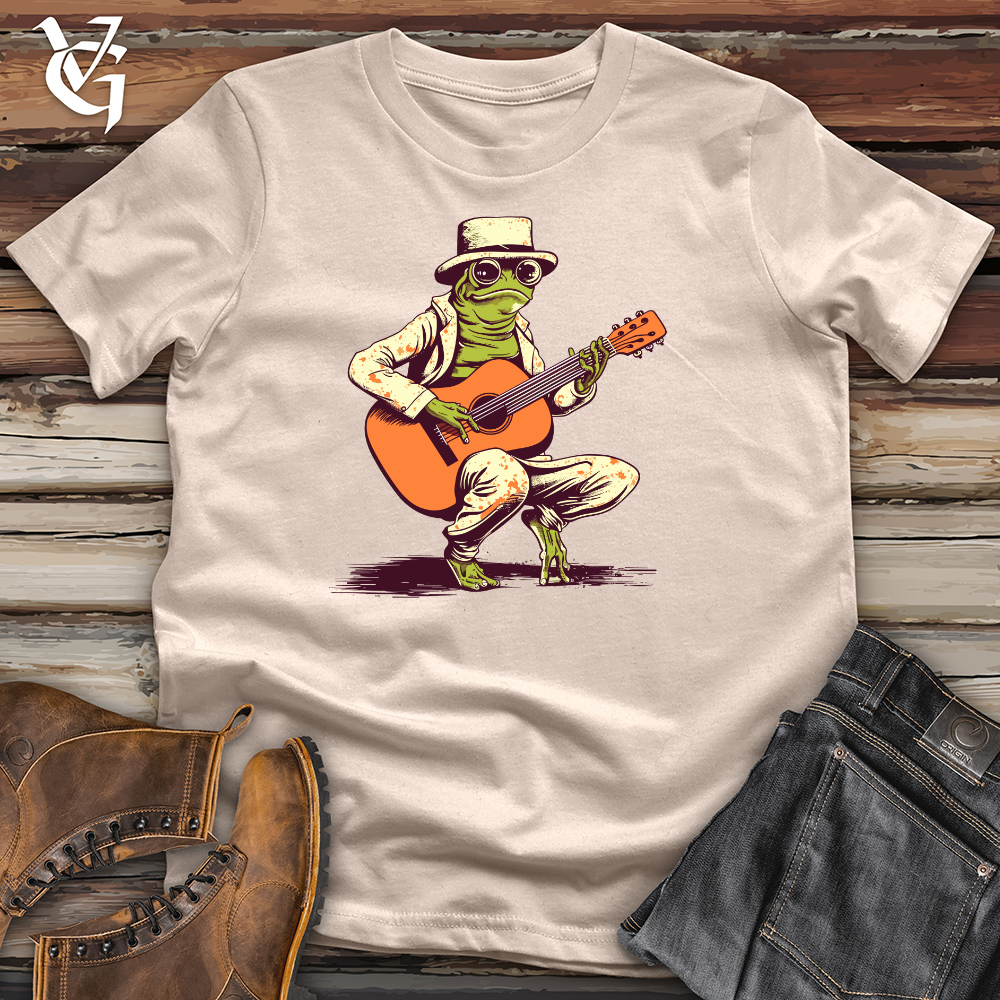 Viking Goods Vintage Guitar Frog Cotton Tee Tan / L