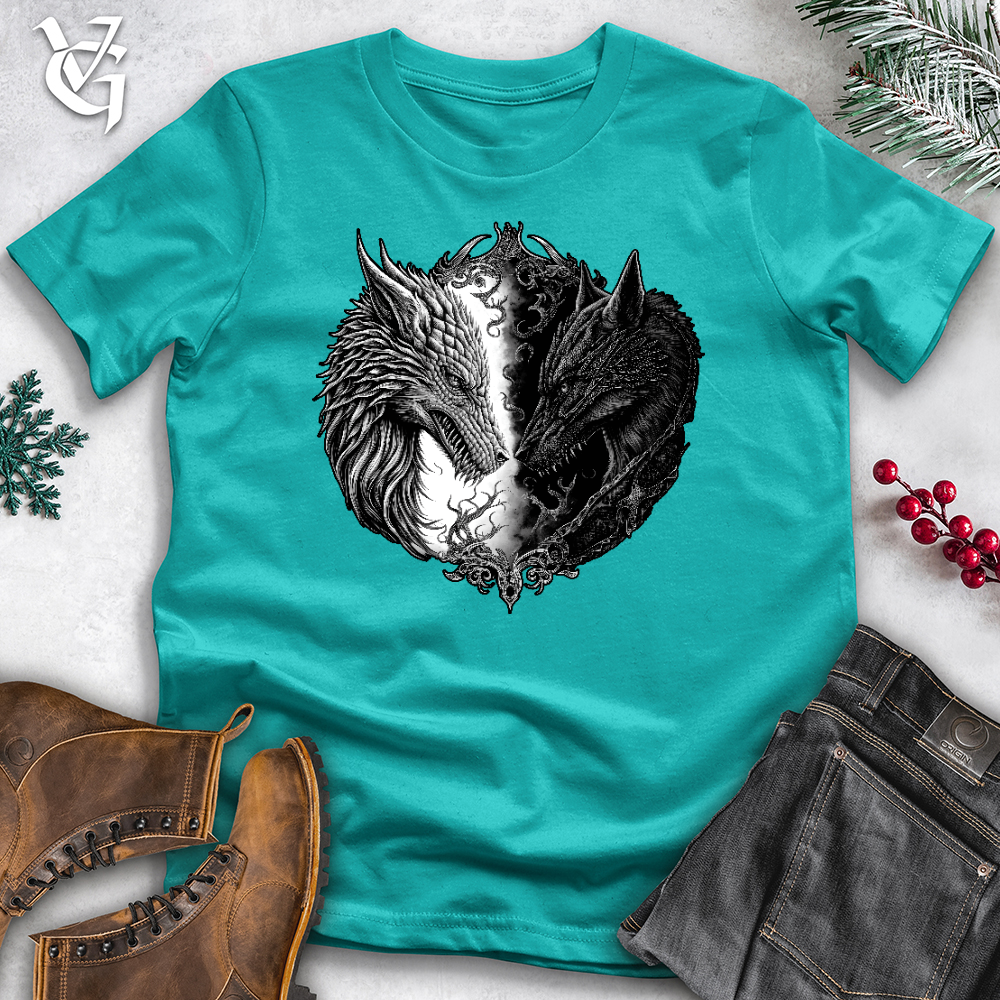 Viking Goods Dragon and Wolf Cotton Tee Teal / L