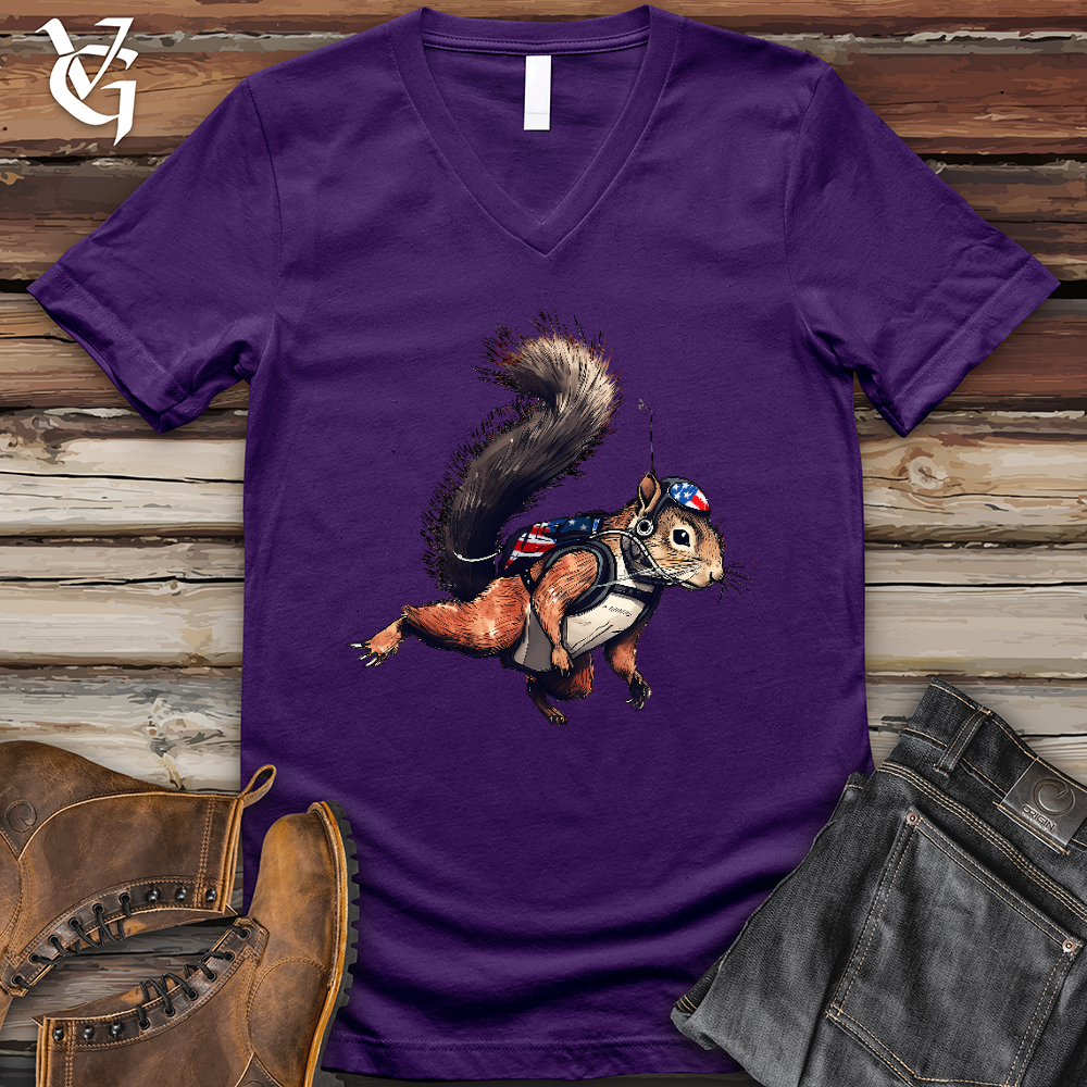 Viking Goods American Skydiving Squirrel V-Neck Tee Team Purple / L