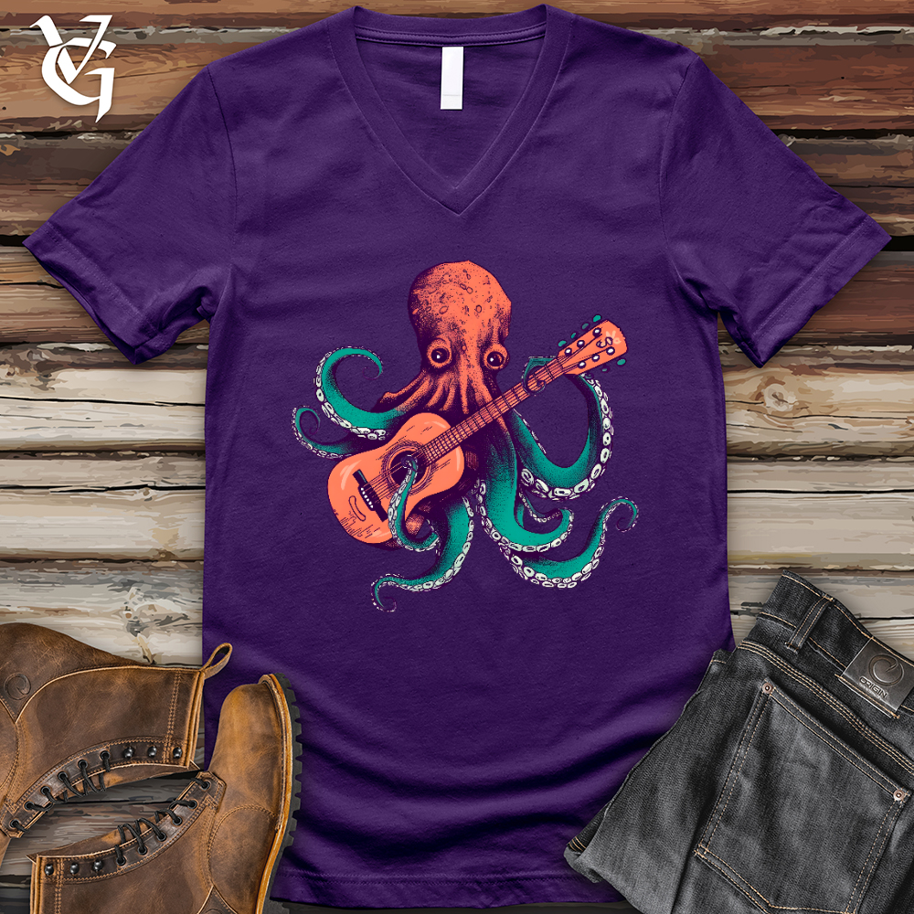 Viking Goods Octopus Guitarist V-Neck Tee Team Purple / L