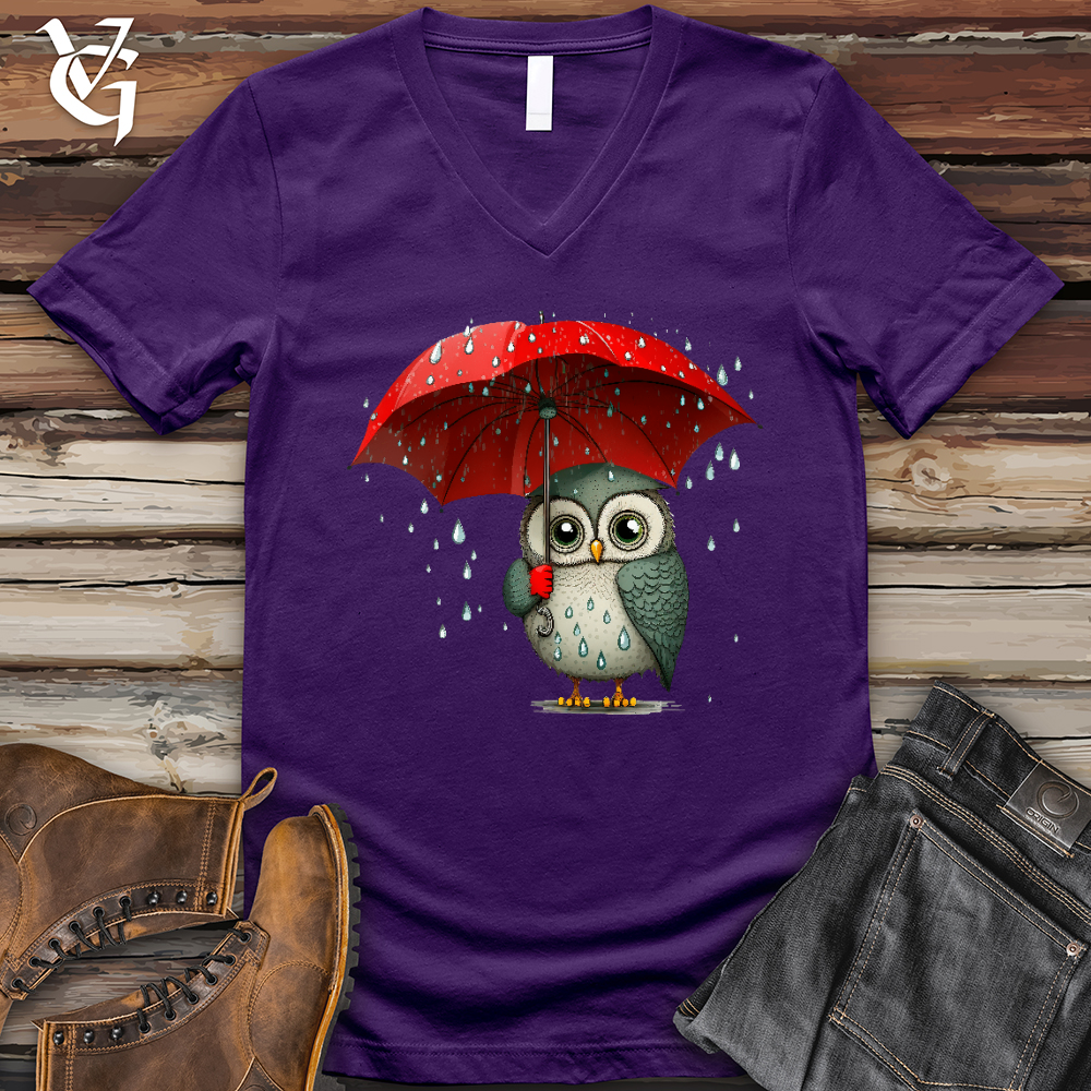 Viking Goods Owl in the Rain V- Neck Tee Team Purple / L