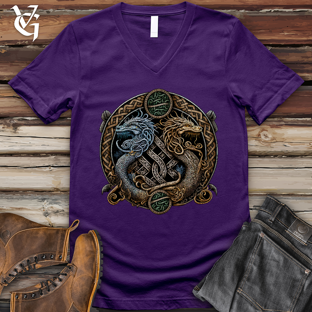 Viking Goods Two Dragons V- Neck Tee Team Purple / L