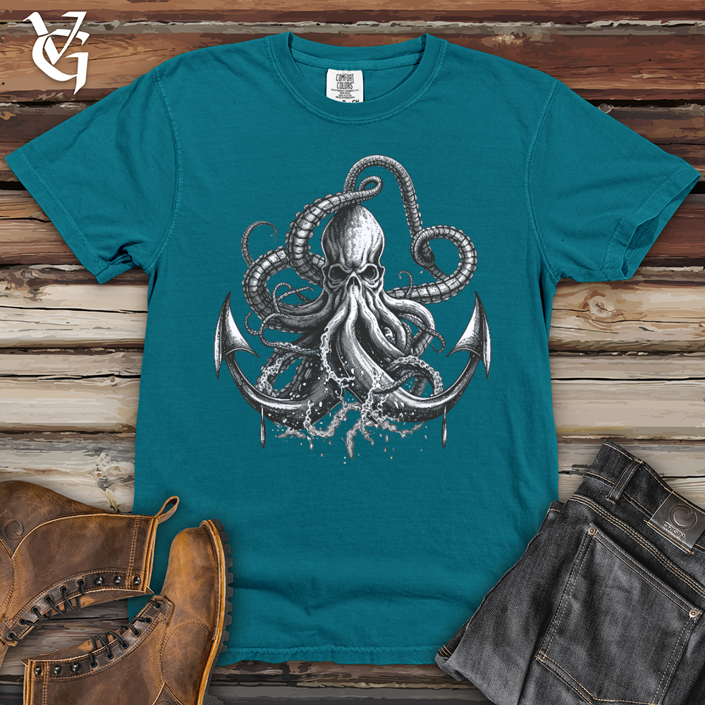 Viking Goods Anchored Octopus Heavy Cotton Comfort Colors Tee Topaz Blue / L