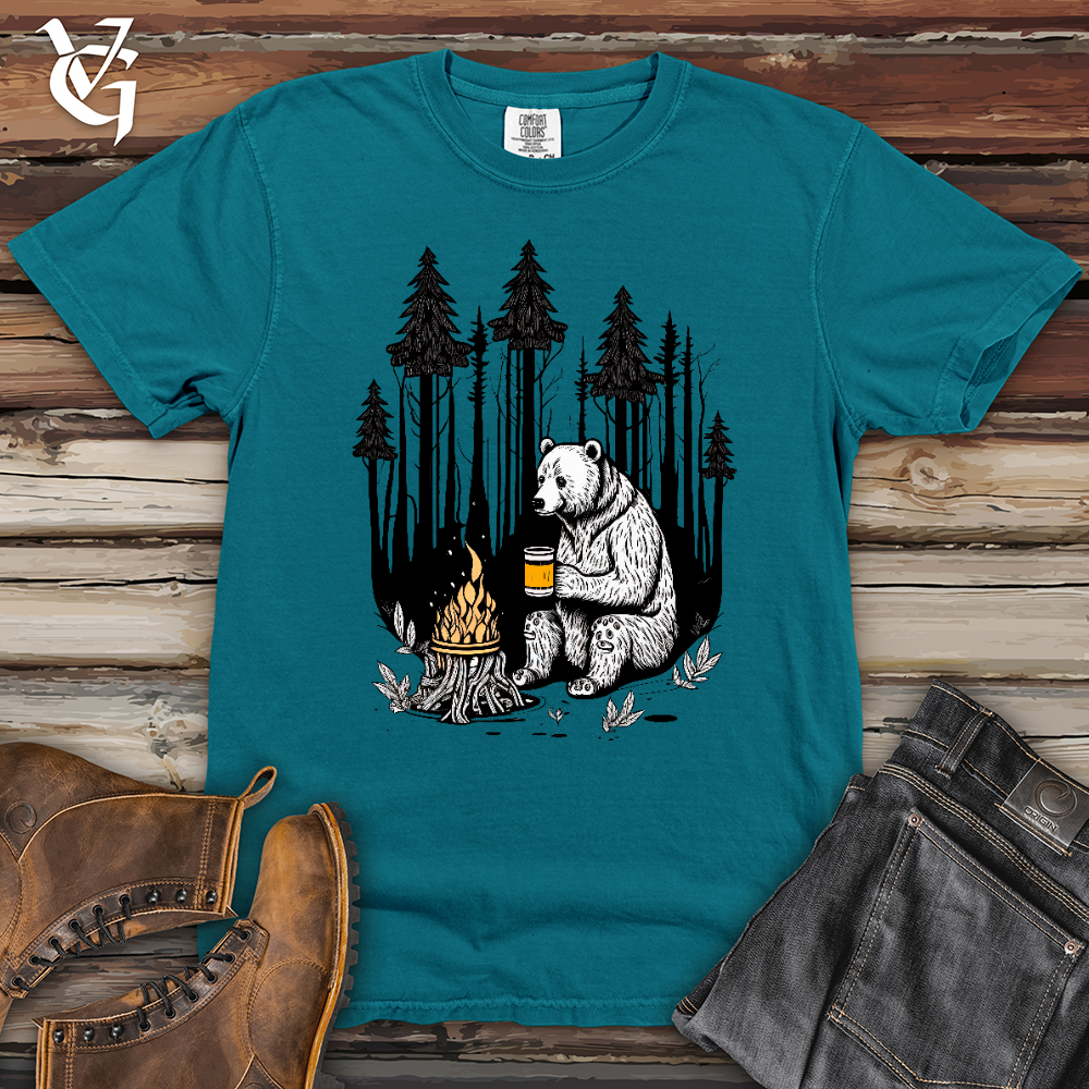 Viking Goods Bear Happy Hour Heavy Cotton Comfort Colors Tee Topaz Blue / L