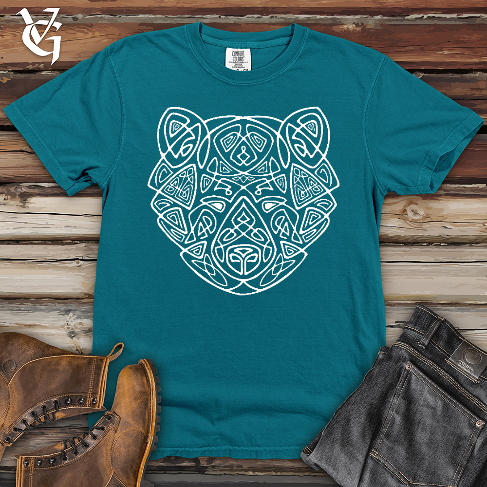 Viking Goods Bear Head Celtic Style Heavy Cotton Comfort Colors Tee Topaz Blue / L