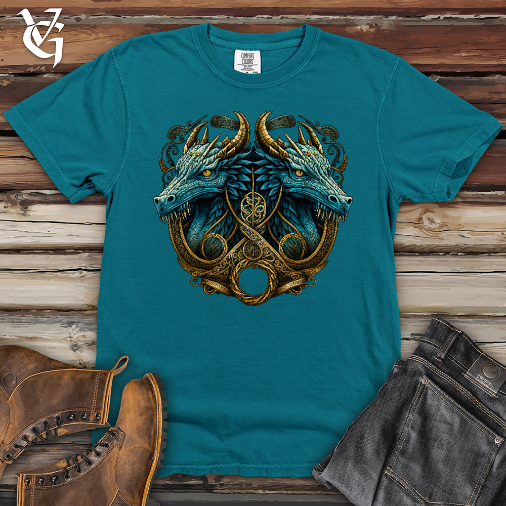 Viking Goods Dragon Reflection Heavy Cotton Comfort Colors Tee Topaz Blue / L