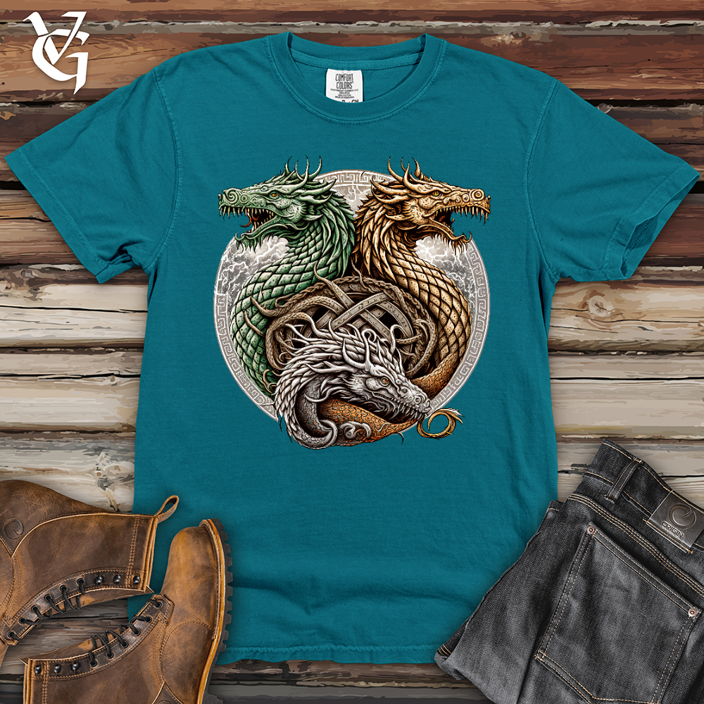 Viking Goods Dragon Trio Viking Heavy Cotton Comfort Colors Tee Topaz Blue / L