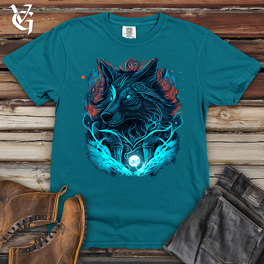 Viking Goods Fenrir Wolf Heavy Cotton Comfort Colors Tee Topaz Blue / L