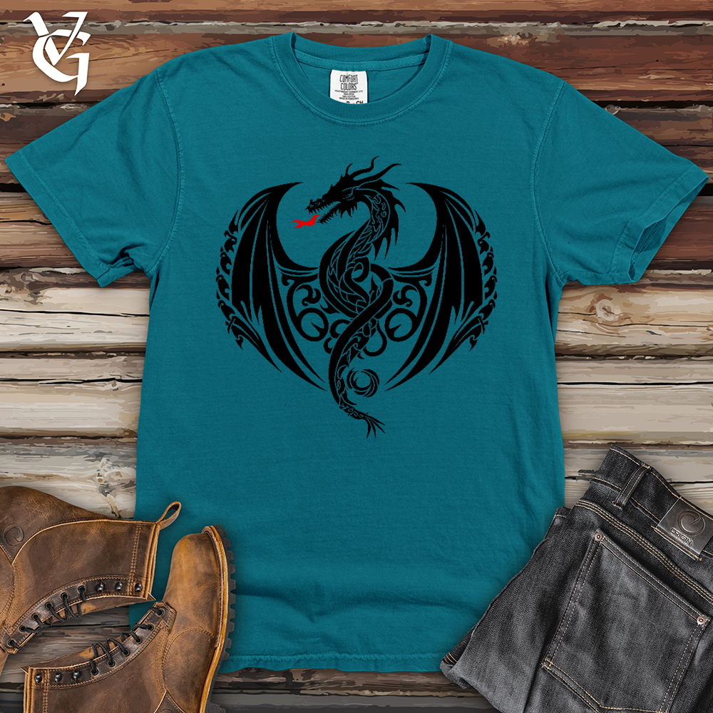 Viking Goods Fire Breathing Dragon Heavy Cotton Comfort Colors Tee Topaz Blue / L