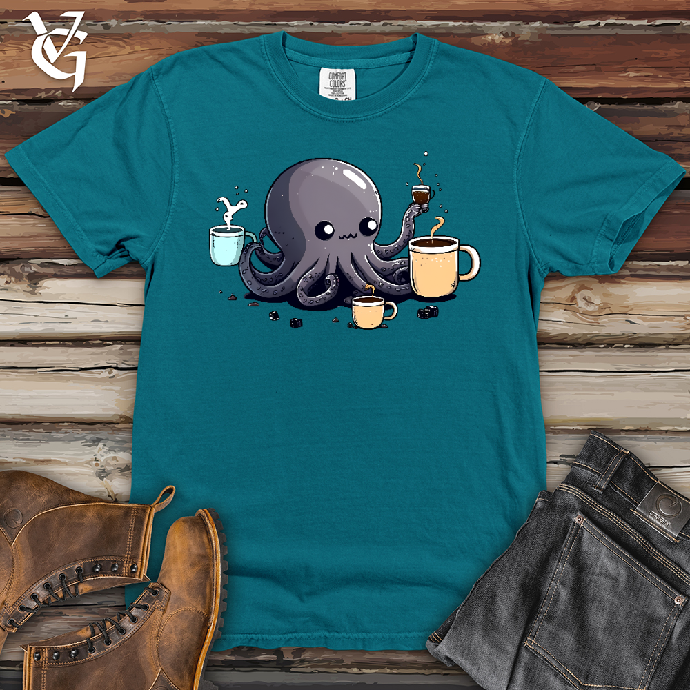 Viking Goods Octopus Coffee Addict Heavy Cotton Comfort Colors Tee Topaz Blue / L