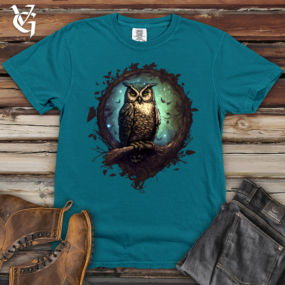 Viking Goods Owl Cosmic Dust Heavy Cotton Comfort Colors Tee Topaz Blue / L