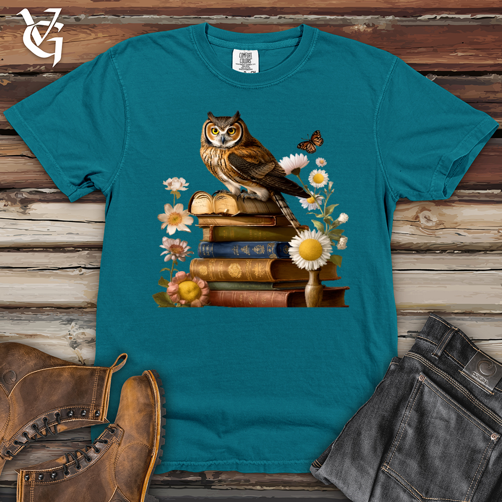 Viking Goods Owl Wisdom Heavy Cotton Comfort Colors Tee Topaz Blue / L