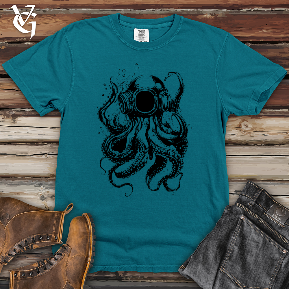 Viking Goods Scuba Octopus Heavy Cotton Comfort Colors Tee Topaz Blue / L