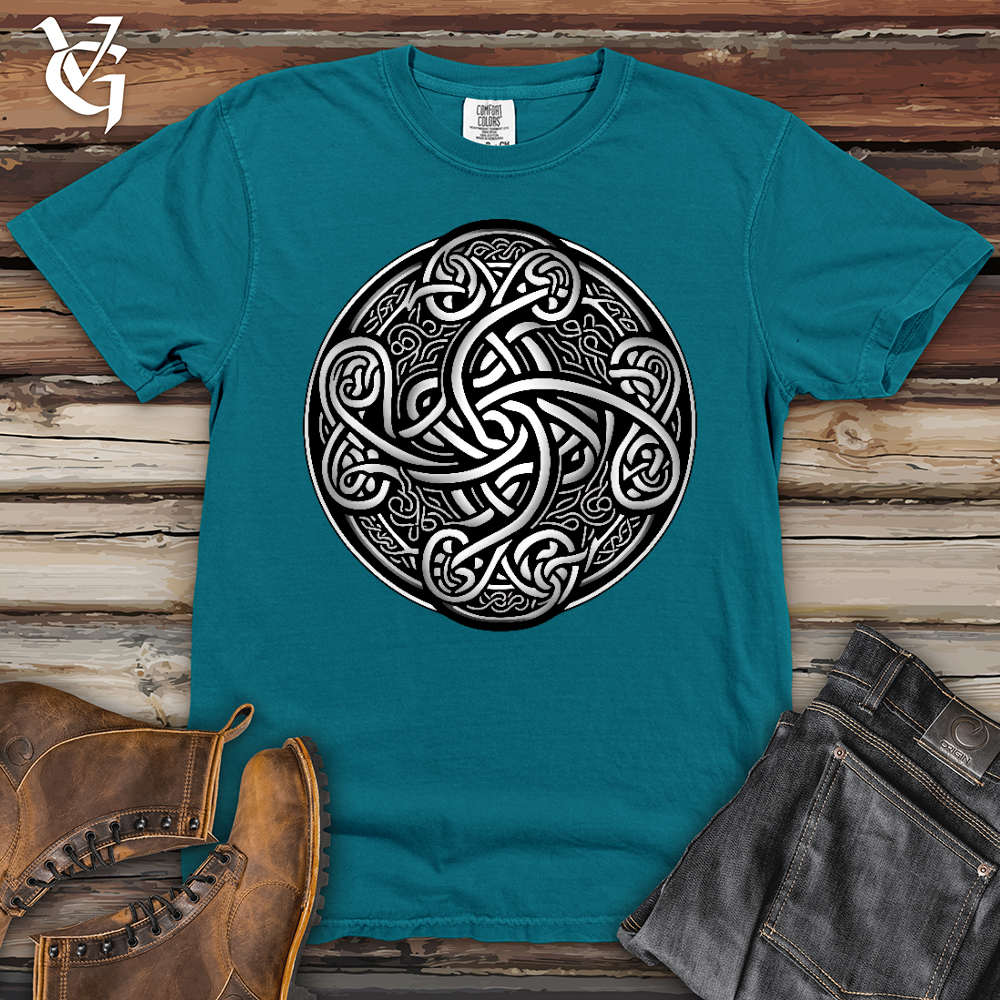 Viking Goods Silver Celtic Knot Heavy Cotton Comfort Colors Tee Topaz Blue / L