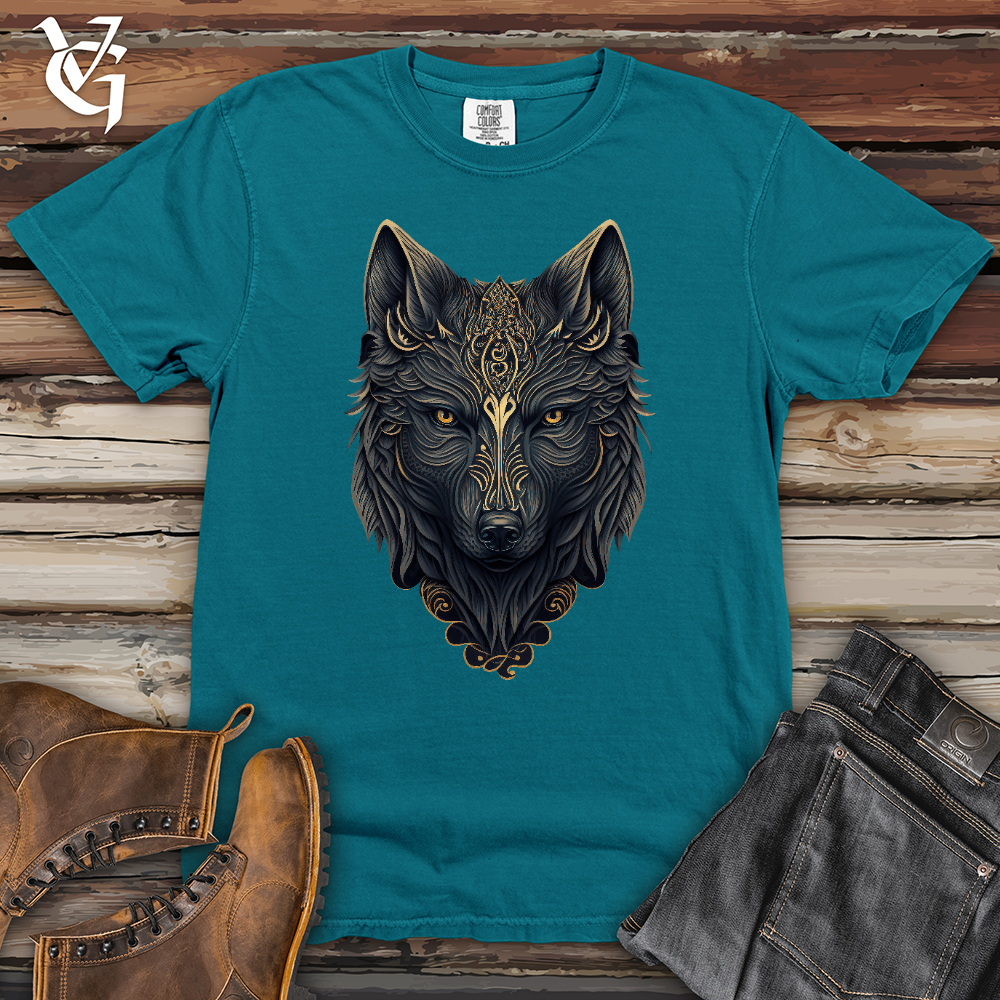 Viking Goods Wolf Head Heavy Cotton Comfort Colors Tee Topaz Blue / L