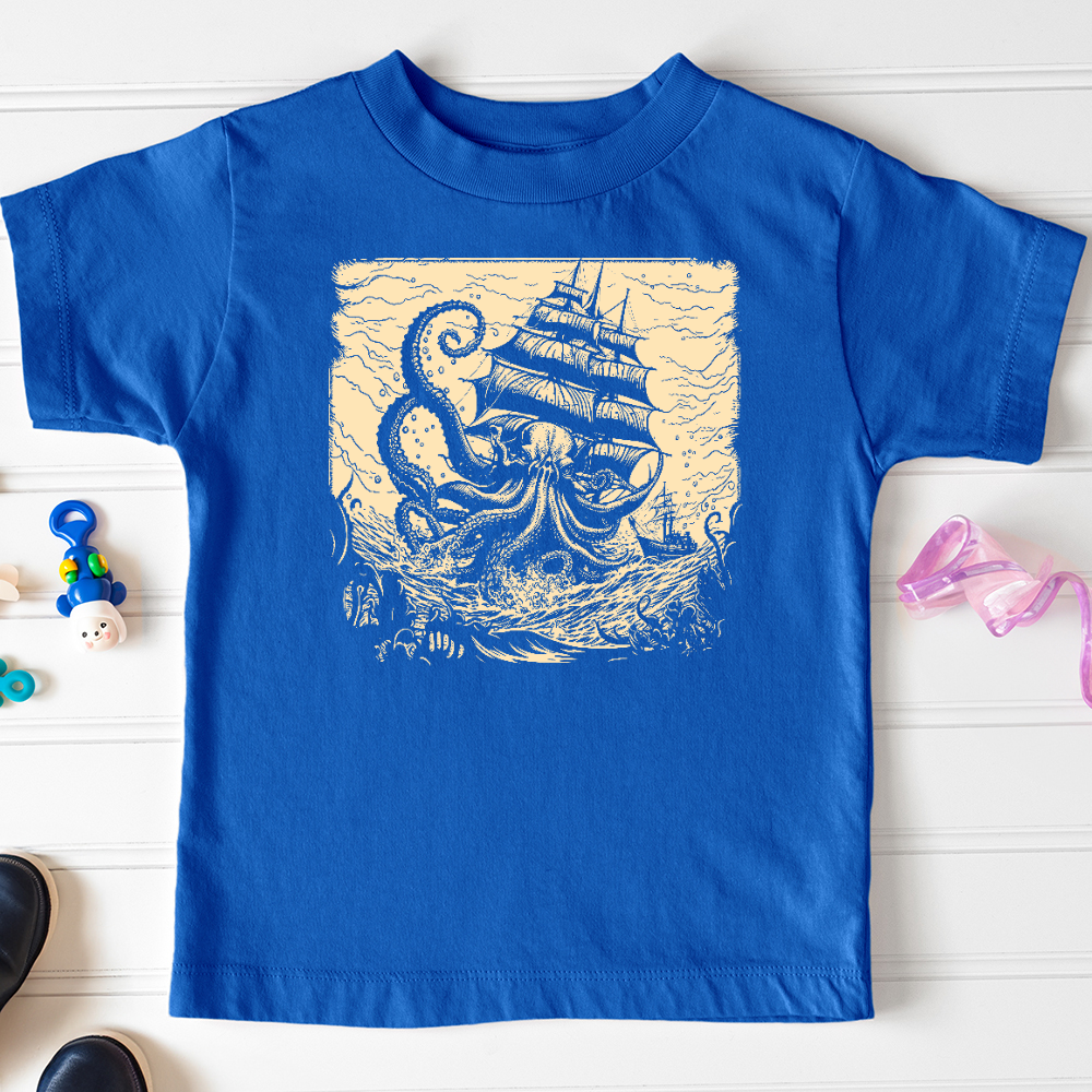 Viking Goods Kraken at Sea Toddler Tee True Royal / 2T