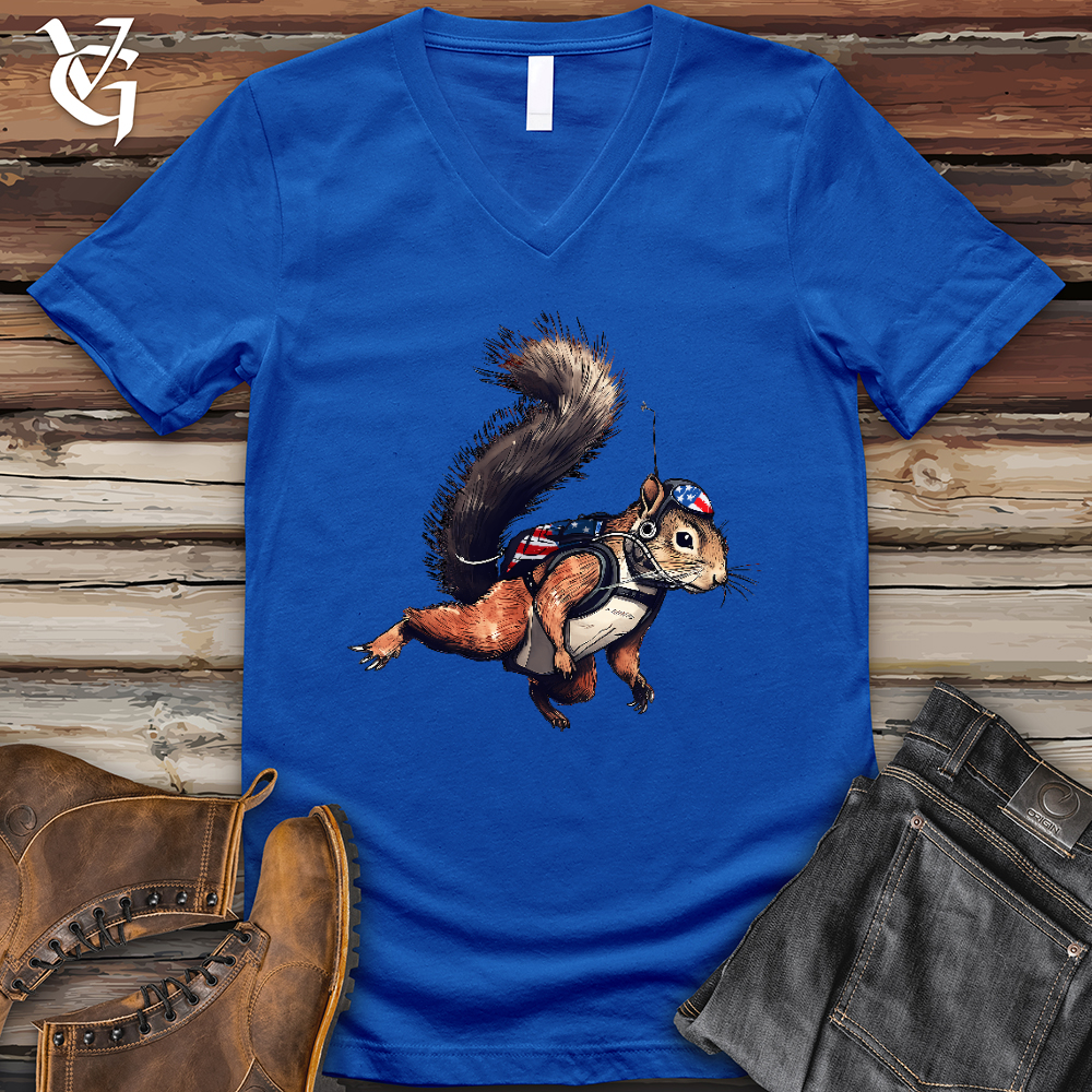 Viking Goods American Skydiving Squirrel V-Neck Tee True Royal / L