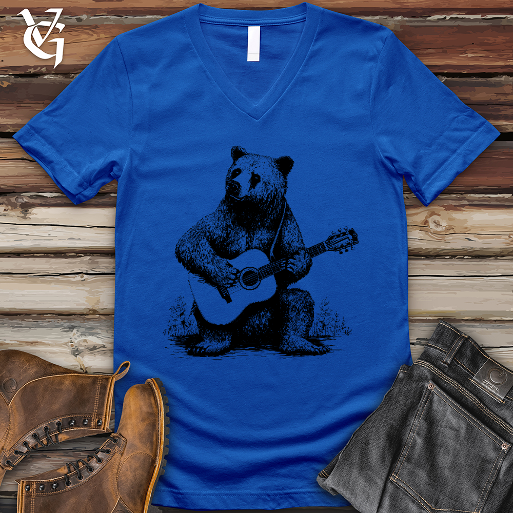 Viking Goods Bear Guitarist V-Neck Tee True Royal / L