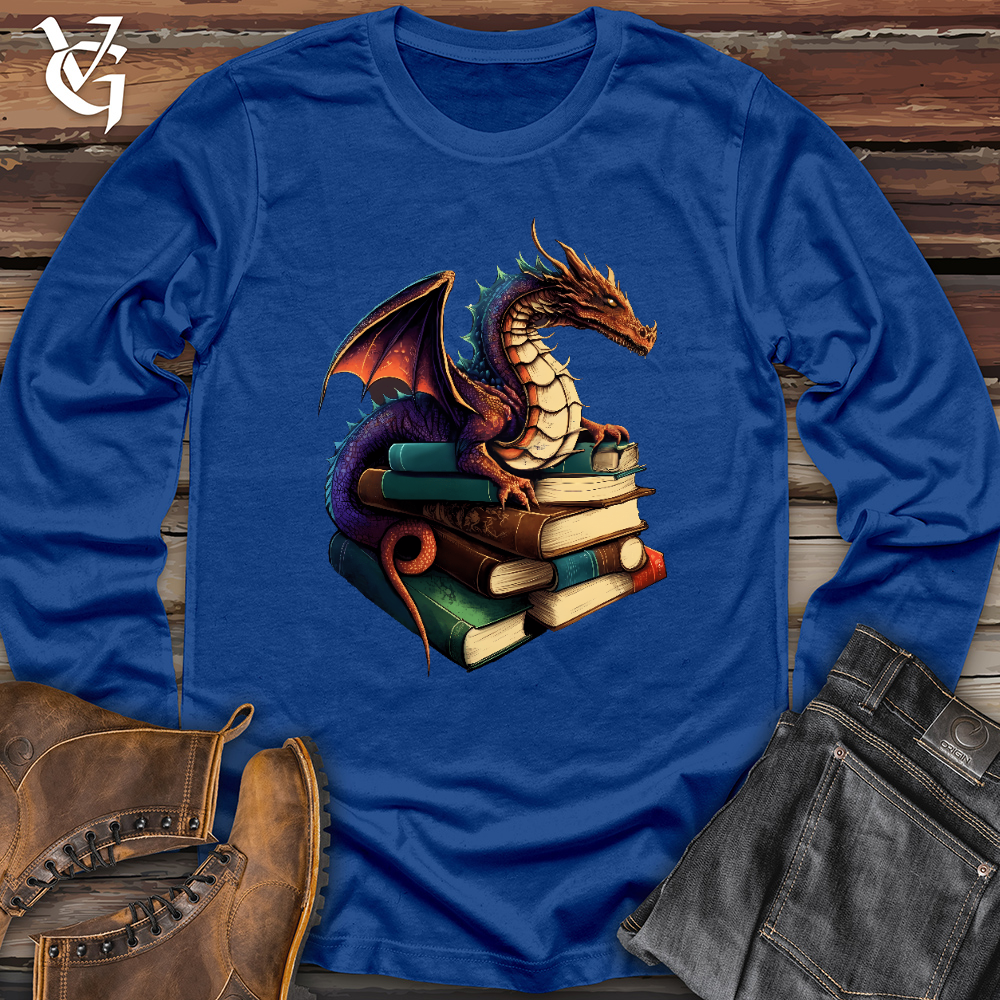 Viking Goods Dragon Book Hoarder Long Sleeve True Royal / L