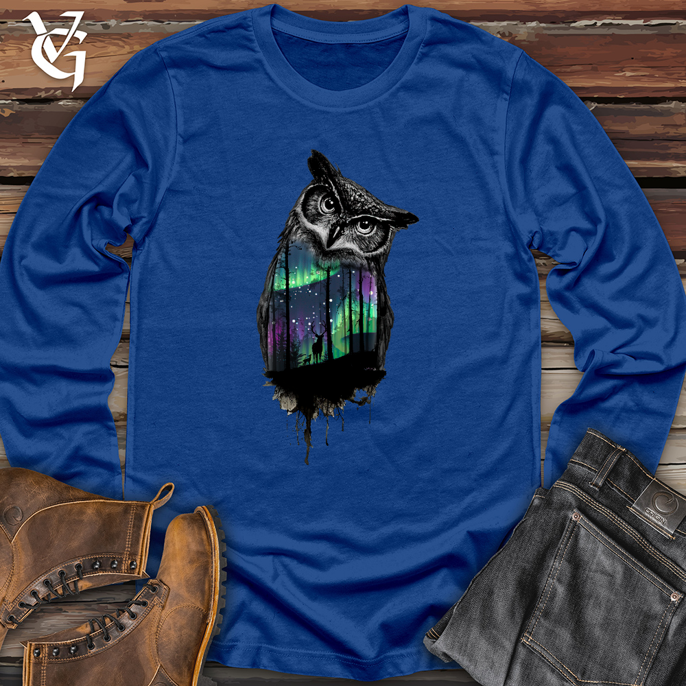Viking Goods Northern Lights Owl Long Sleeve True Royal / L