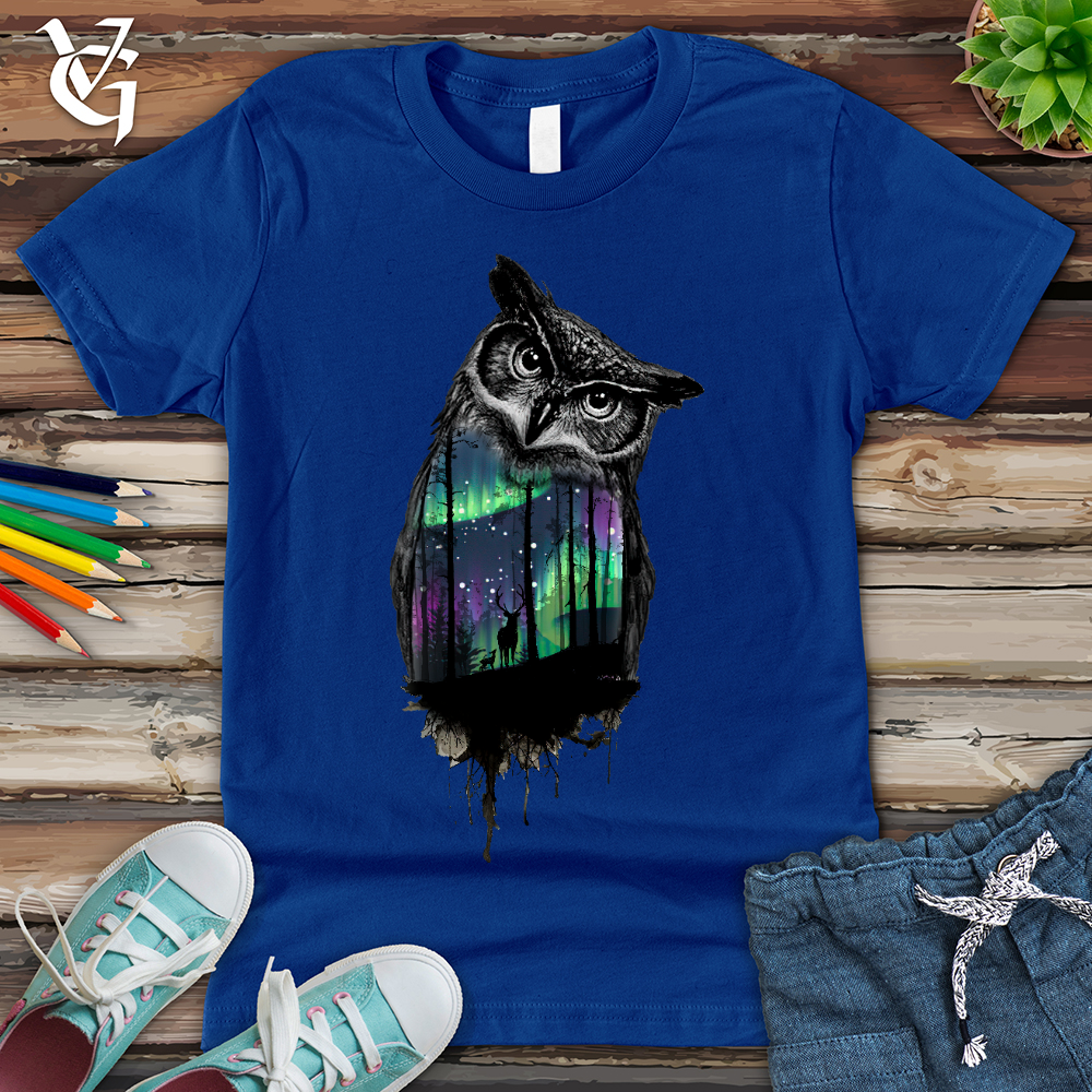 Viking Goods Northern Lights Owl Youth Tee True Royal / L