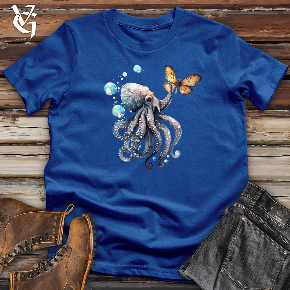 Viking Goods Octopus Playing With Butterfly 03 Cotton Tee True Royal / L