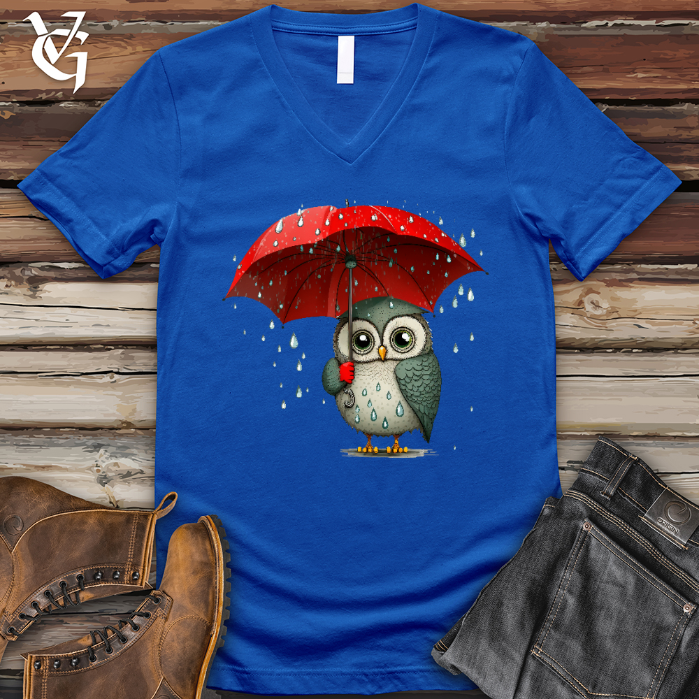 Viking Goods Owl in the Rain V- Neck Tee True Royal / L