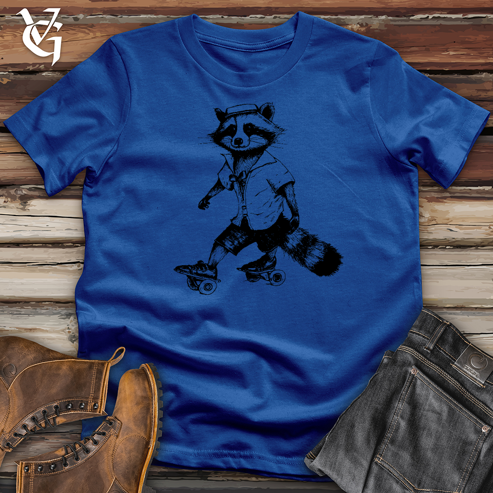 Viking Goods Raccoon On Roller Skates Cotton Tee True Royal / L