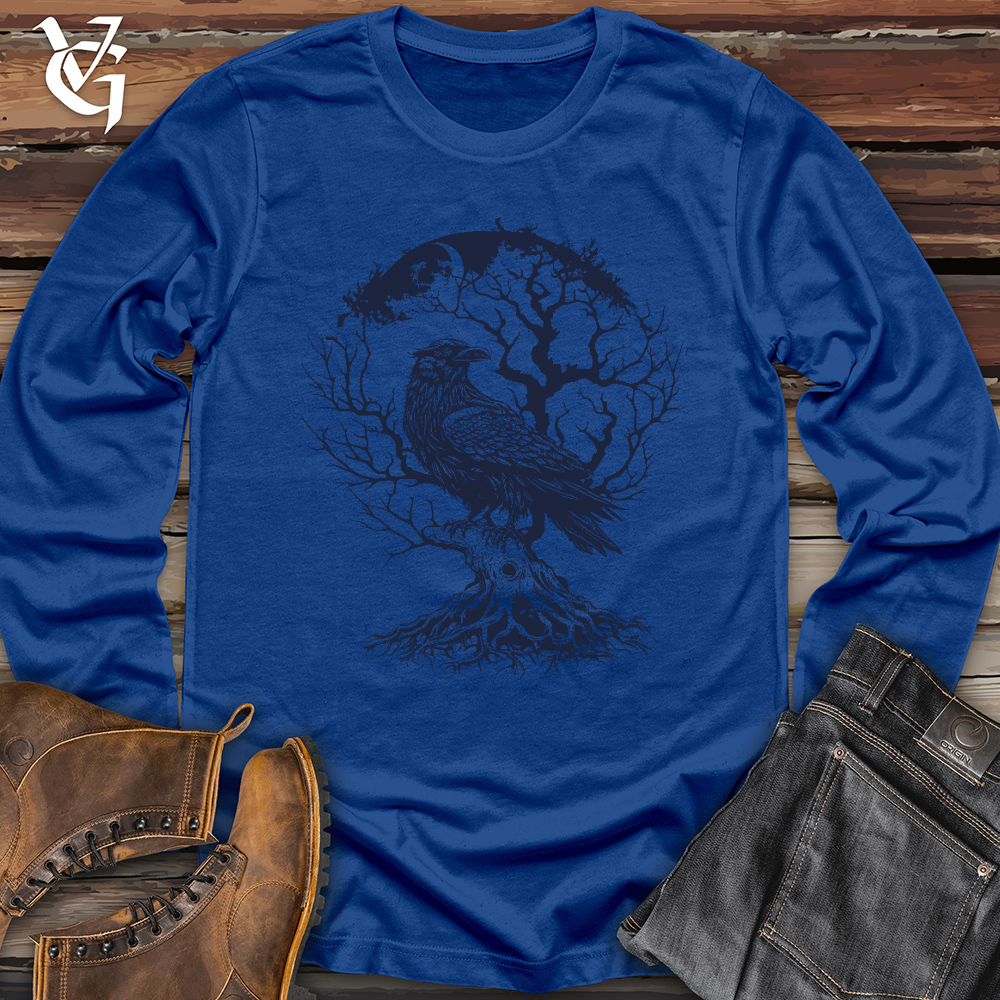 Viking Goods Raven and Old Tree Tattoo Long Sleeve True Royal / L