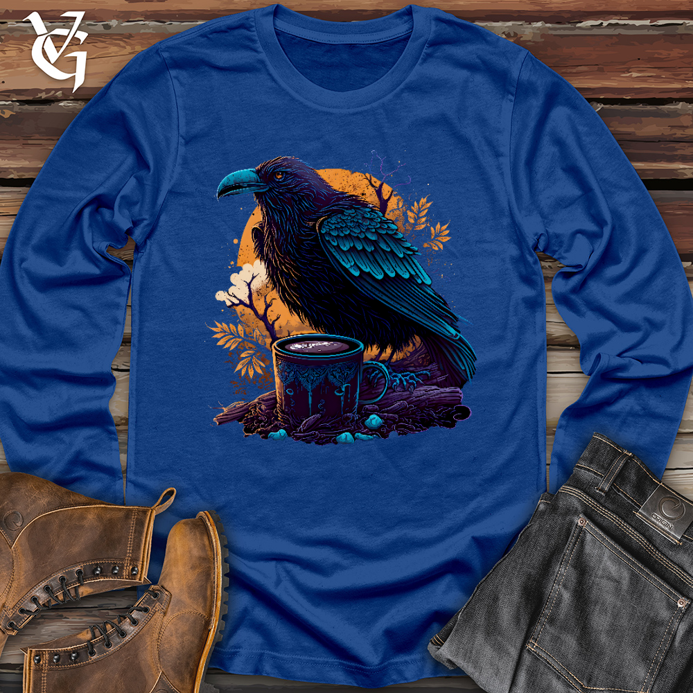 Viking Goods Raven Drinking Coffee Long Sleeve True Royal / L