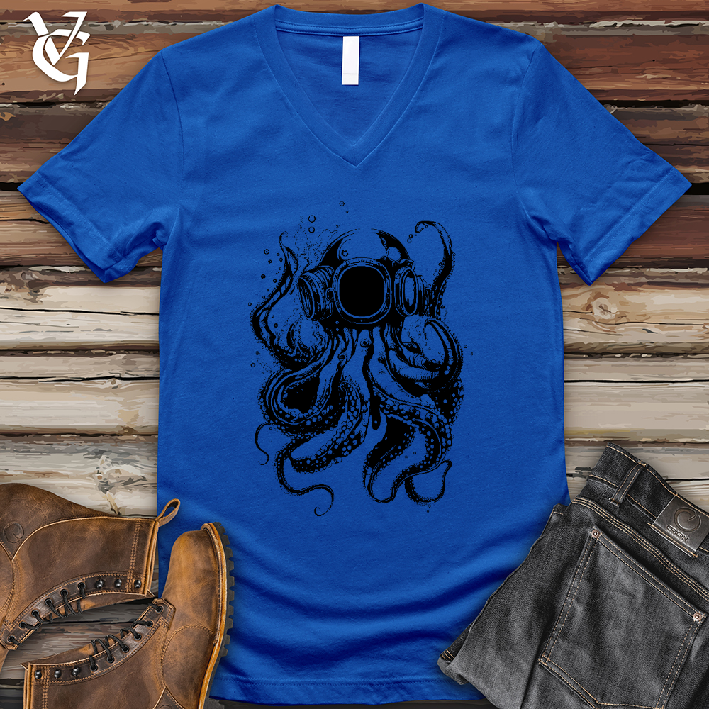 Viking Goods Scuba Octopus V-Neck Tee True Royal / L