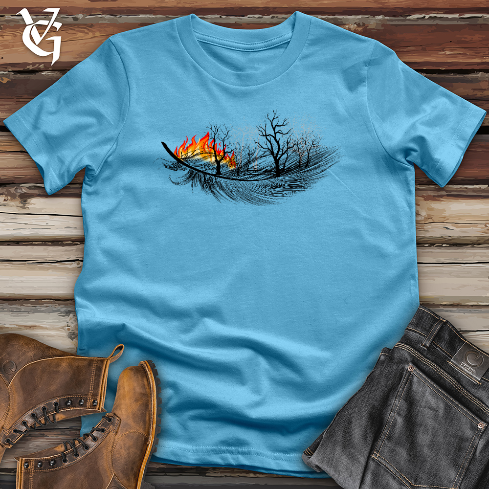 Viking Goods Feathered the Flames  Cotton Tee Turquoise / L