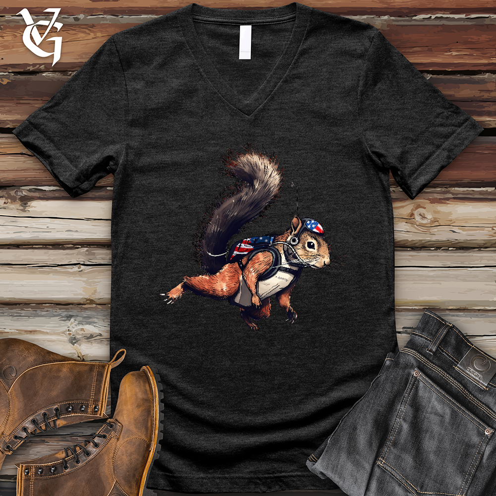 Viking Goods American Skydiving Squirrel V-Neck Tee Vintage Black / L