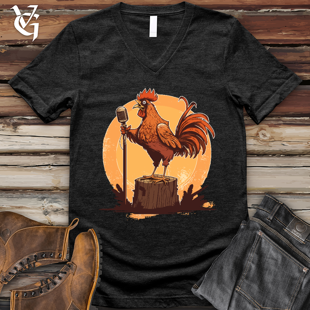 Viking Goods Chicken Rockstar V-Neck Tee Vintage Black / L